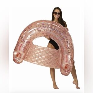 PoolCandy Rose Gold Glitter Inflatable Sun Chair Jumbo Size
